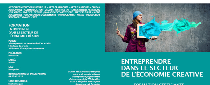 Actu 2018 ! Formation certifiante “Entrepreneur de la TPE dans le secteur de l’économie créative” –