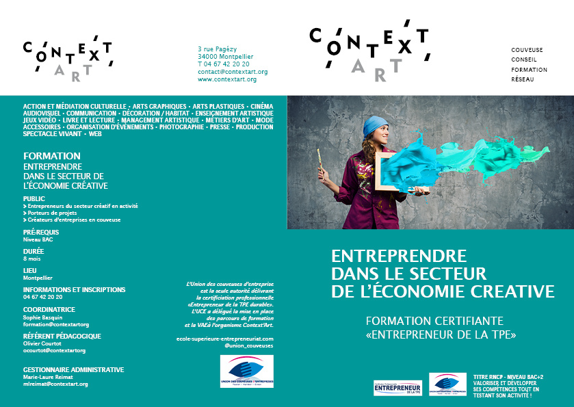 Nouvelle formation Context’Art ! Entreprendre dans le secteur créatif – Inscrivez-vous aux réunions d’information