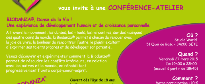 Biodanza : conférence-atelier animée par Véronique Aguilera – 27 mars 2015