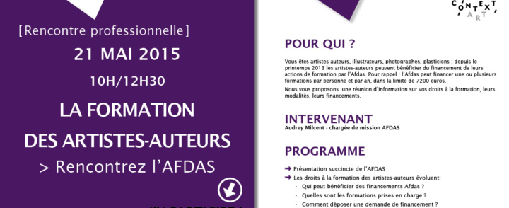 La formation professionnelle des artistes-auteurs – intervention de l’AFDAS – 21 mai 2015