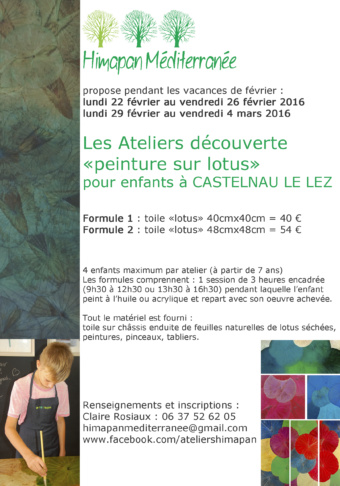 Ateliers découverte : peinture sur lotus – enfants – vacances février