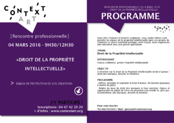Rencontre professionnelle : Droit de la Propriété Intellectuelle – Enjeux de protection de vos créations originales – 040316