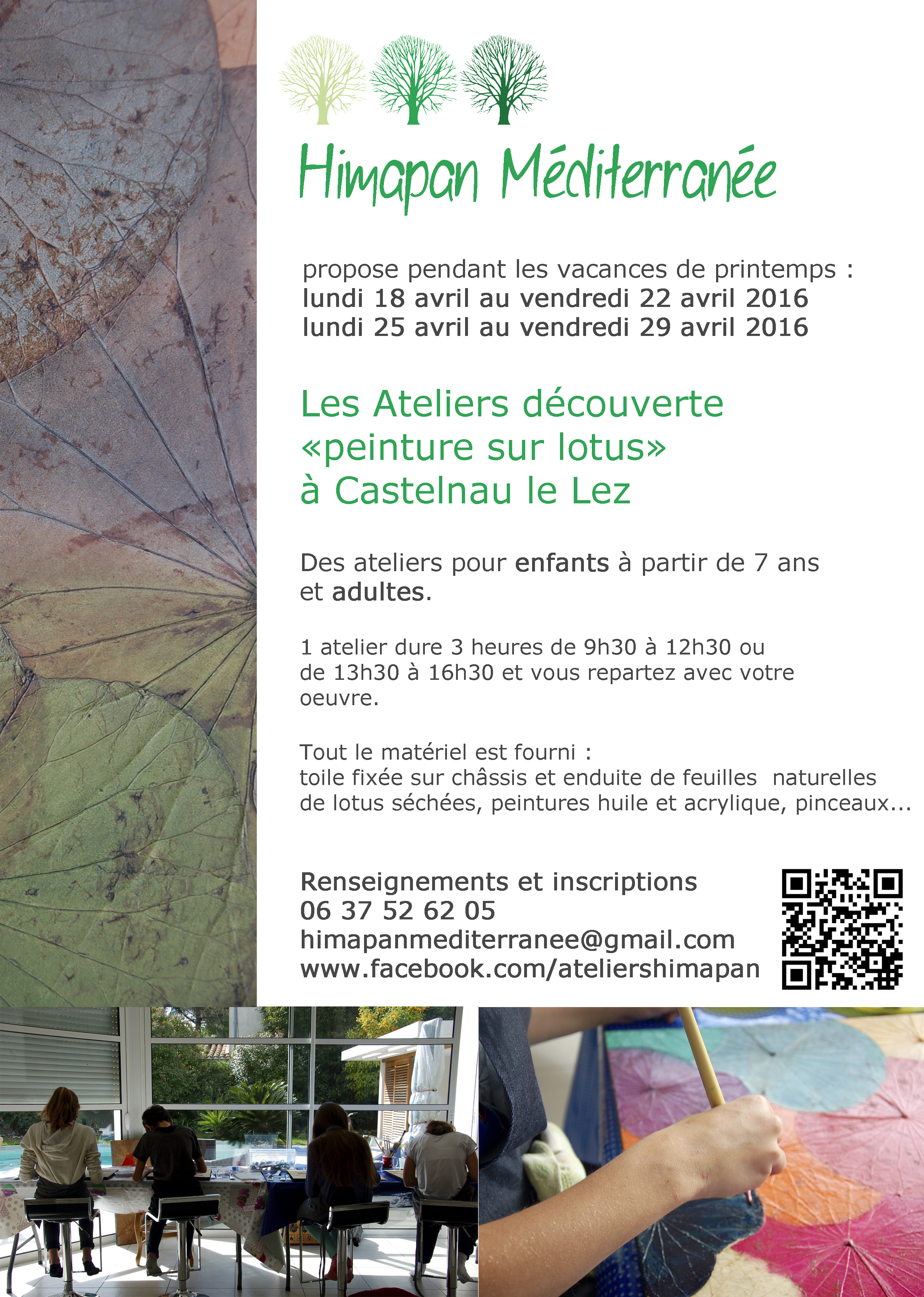 Atelier découverte “Peinture sur lotus” – Castelnau le lez – 22 et 29 avril 2016