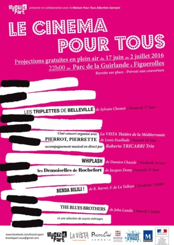 Le cinéma pour tous – Musique ! – Projections gratuites en plein air – Parc de la guirlande – 17 juin – 2 juillet 2016 – Montpellier