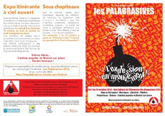 Programme des Palabrasives 2016!! Du 7 au 15 octobre prochain