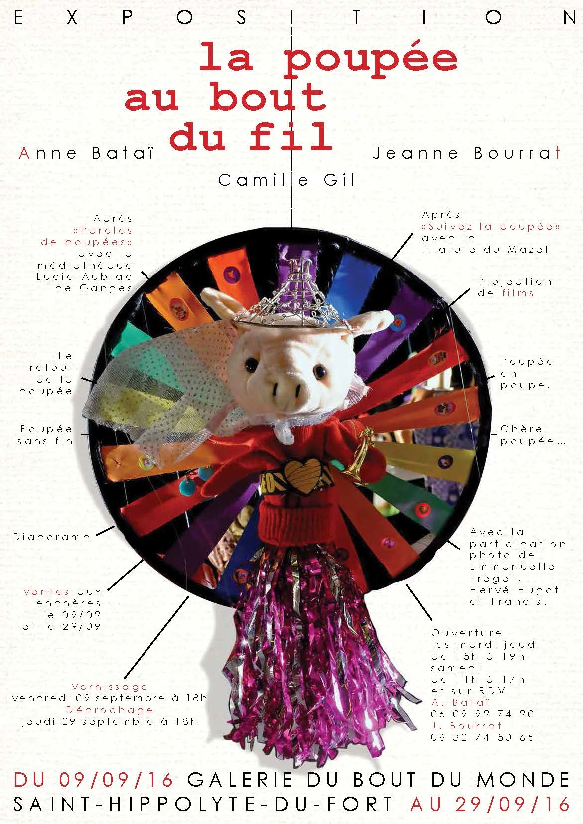 Exposition la poupée au bout du fil et vente aux enchères – 9 au 29 septembre 16 – St Hippolyte du fort