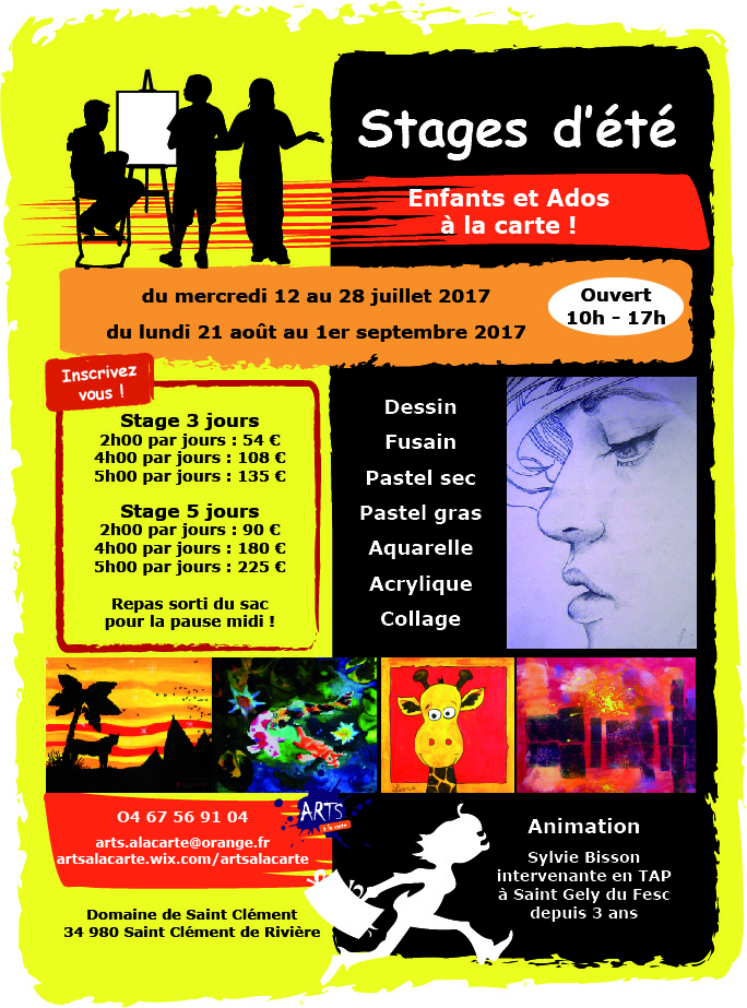 Atelier Arts à la carte organise une seconde période de stage d’été du 21 août au 1er septembre 2017