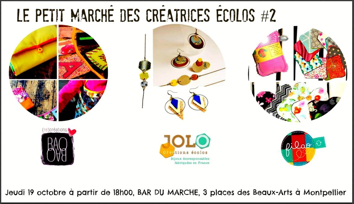 Le petit marché des créatrices écolo#2 – 19 octobre – place des beaux arts Montpellier