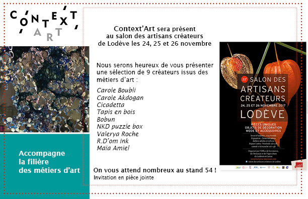 Stand de Context’Art au salon des créateurs de Lodève – 24, 25 et 26 novembre
