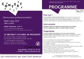 RENCONTRE PROFESSIONNELLE > MECENAT CULTUREL DE PROXIMITE // mardi 5 mars 2019, Halle Tropisme