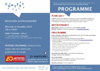 [RENCONTRE PRO] Artistes Occitanie, media on-line autour des arts plastiques, graphiques et visuels // mercredi 27 novembre // HALLE TROPISME